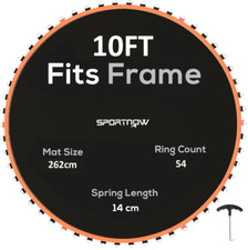 SPORTNOW Trampoline Mat with 54 V-Hooks, for 10ft Trampoline, Orange