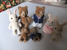 Sylvanian Families Vintage Marmalade Bear Family 4 Figures and 3 rabbits