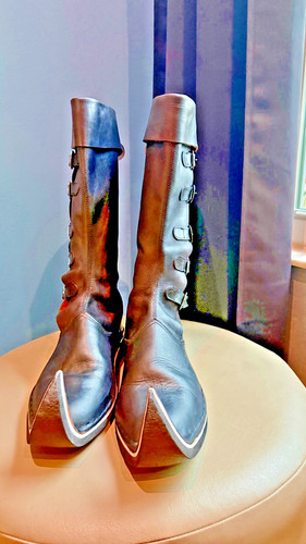 Medieval leather boots - black, |
