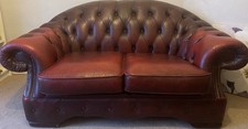 Chesterfield Oxblood Real Leather Two Seater Sofa