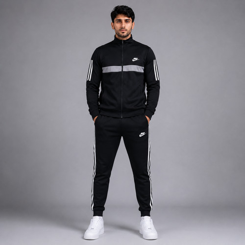 Men black tracksuit full - men's,