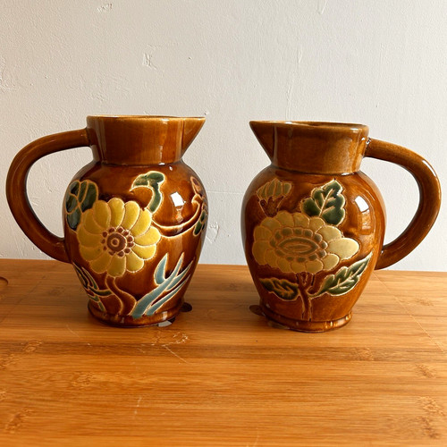 Set brown glazed ceramic - 2,