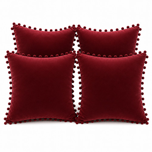 Luxury velvet pom cushion - velvet,