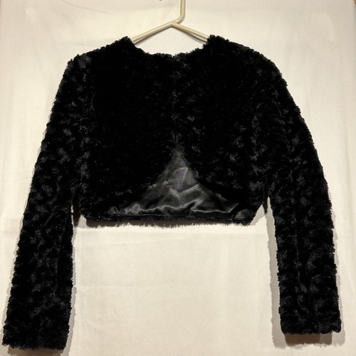 Black faux fur formal bolero - black,
