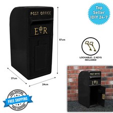 Rolson Cast Iron ER Royal Mail Post Box Postal Box Black British Mailbox