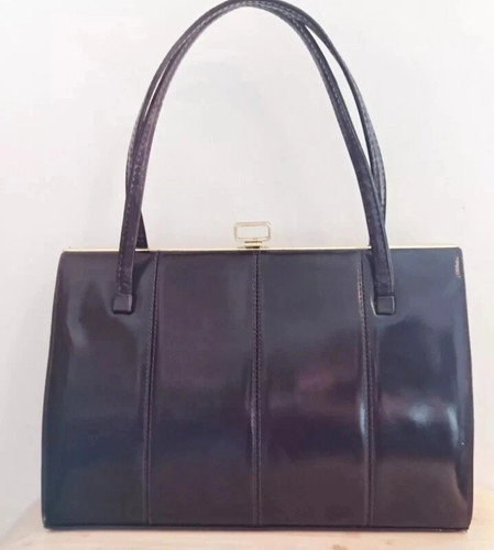 Vintage brown black handbag - brown,