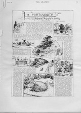 Original Old Antique Print Tricycle Trip To Portsmouth 1892 19th