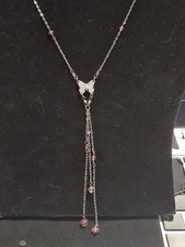 NEXT Costume Jewellery Butterfly And Pink Bead Necklace