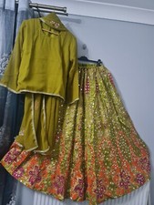 Indian Pakistani Wedding Lehnga Mirror Pasting Work Asian Outfit
