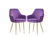 2pc Velvet Fabric Upholstered Armchair Home Office, Kitchen Chair with Metal Leg