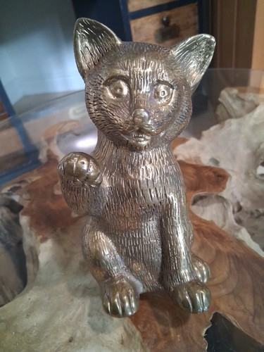 Solid brass cat - cat, door