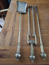 Antique Brass Fire Irons Fireside Hearth Large Solid 26" - 27" Companion Tool