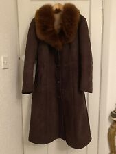 VINTAGE 60s 70s DARK BROWN SUEDE PENNY LANE LONG PRINCESS COAT 16