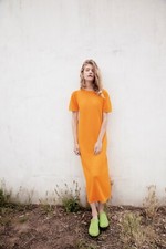 ZARA  YELLOW LINEN MIDI DRESS