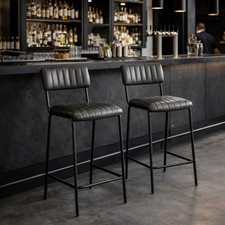Diner Bar Stool Grey Leather