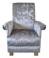 Chair Armchair Silver Grey Crushed Velvet Fabric Silver Bespoke Conservatory