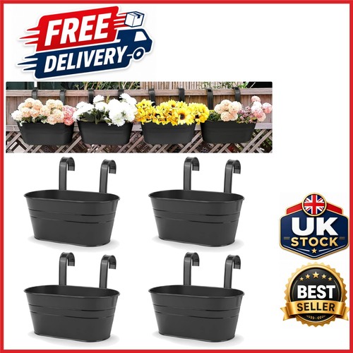 4pcs black hanging flower pots - black,