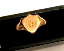 Antique 18ct rose Gold Signet ring Shield Shape Monogrammed 3g+ size N not scrap