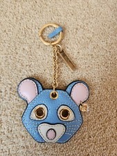 GENUINE MULBERRY RAT MOUSE  KEYRING BLUE PINK  LEATHER  CHRISTMAS GIFT