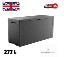 Keter Extra Large Waterproof Garden Storage Box Outdoor Bench Lockable Emily XL