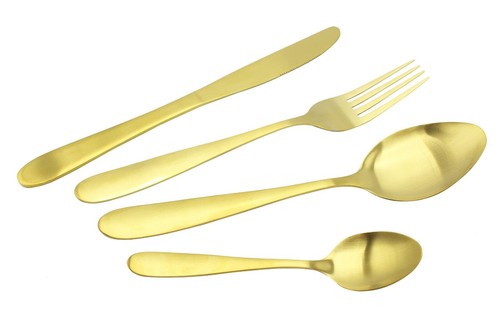 Cutlery set brushed gold - cutlery,