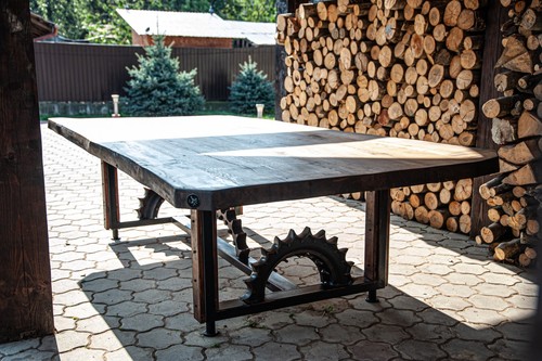 Oak and cherry wood table - and,