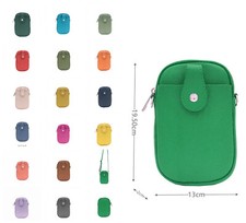 Ladies Real Leather Front Pocket Button Flap Phone Mini Cross Body Shoulder Bag