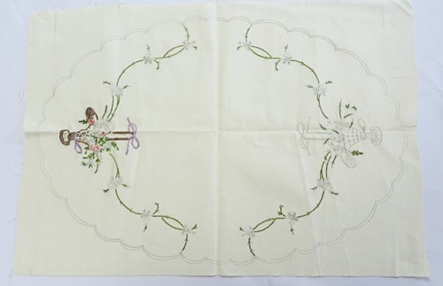 Antique embroidered tray - tray, cloth