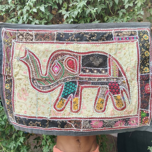 Cream elephant embroidered - cream,