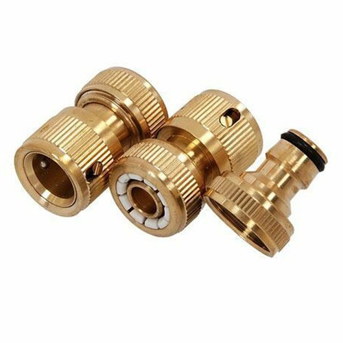 3pc brass quick connector tap - brass,