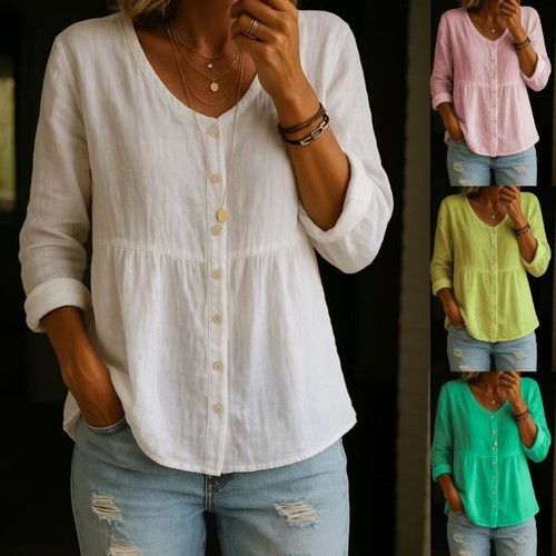 Ladies summer button - ladies, v-neck