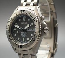 New Batt "N MINT" Seiko Kinetic Scuba 5M63-0B40 200m Diver Mens Watch From Japan