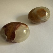 Vintage Onyx Marbled Polished Egg 3in x 2in Hand Carved