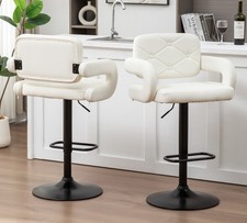 SET OF 2 WHITE BAR STOOLS