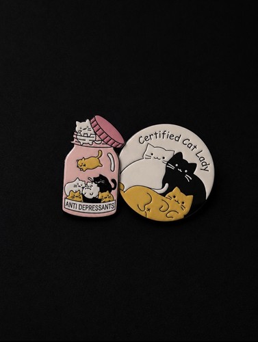 Cat themed enamel - x,