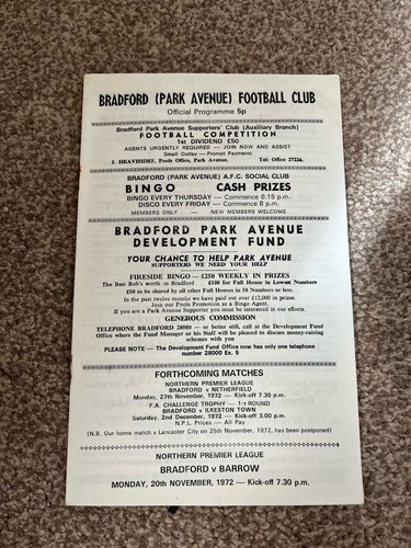 Bradford park avenue barrow - park, v
