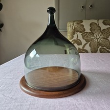 Benny Motzfeldt Hadeland Norway Glass Cheese Bell Teak Base 1960’s MCM