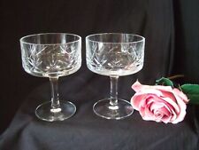Pair Vintage Stemmed Cut Glass Sundae Dessert Dishes Bowls 12 cm Tall