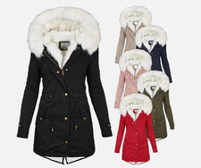 Fur Fleece Hooded Jacket Winter Parka Coats Plus Women Ladies Warm Long Coat UK