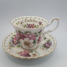 Royal Albert Vintage Tea Cup & Plate Flower of the Month Series October "Cosmos"