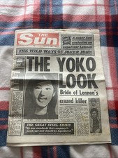 Joh Lennon Yoko Look Page 3 Kelly Sun December 11 1980 Original Newspaper Damage