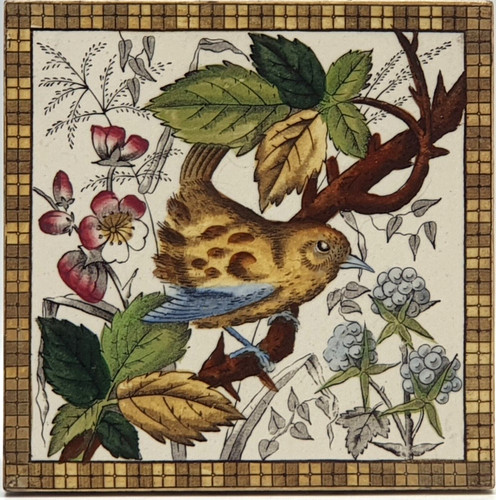 Antique fireplace tile - fireplace, print