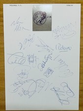 Hand Signed A4 Team Sheet -