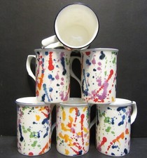 Set Of 8/6/4/2/1 Mugs Splash Fine Bone China Mugs Castle Shape 10oz UK Deco