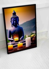 BUDDHA STATUE POSTER RELIGION GOD  ART IMAGE CALM PRINT -A4 A3 SIZE