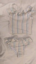 Girls White Striped Tankini