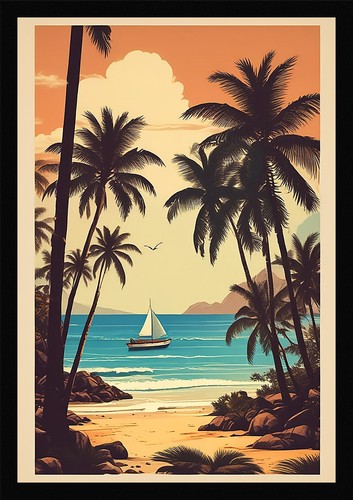 Serene tropical beach framed - tropical,
