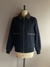 Duffer of St George Japan Jacket Mens Size M Navy Wool Melton Flight Bomber D1