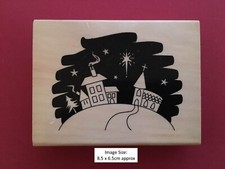 NEW Christmas Bethlehem Nativity Village with Star + Church - Wood Rubber Stamp