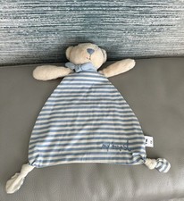 MOTHERCARE MY FIRST CREAM BLUE STRIPED TEDDY BEAR BABY COMFORTER SOFT TOY bnwot